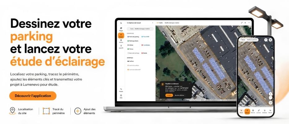 aperçu d'un outil pour réaliser le plan d'éclairage d'un parking exterieur